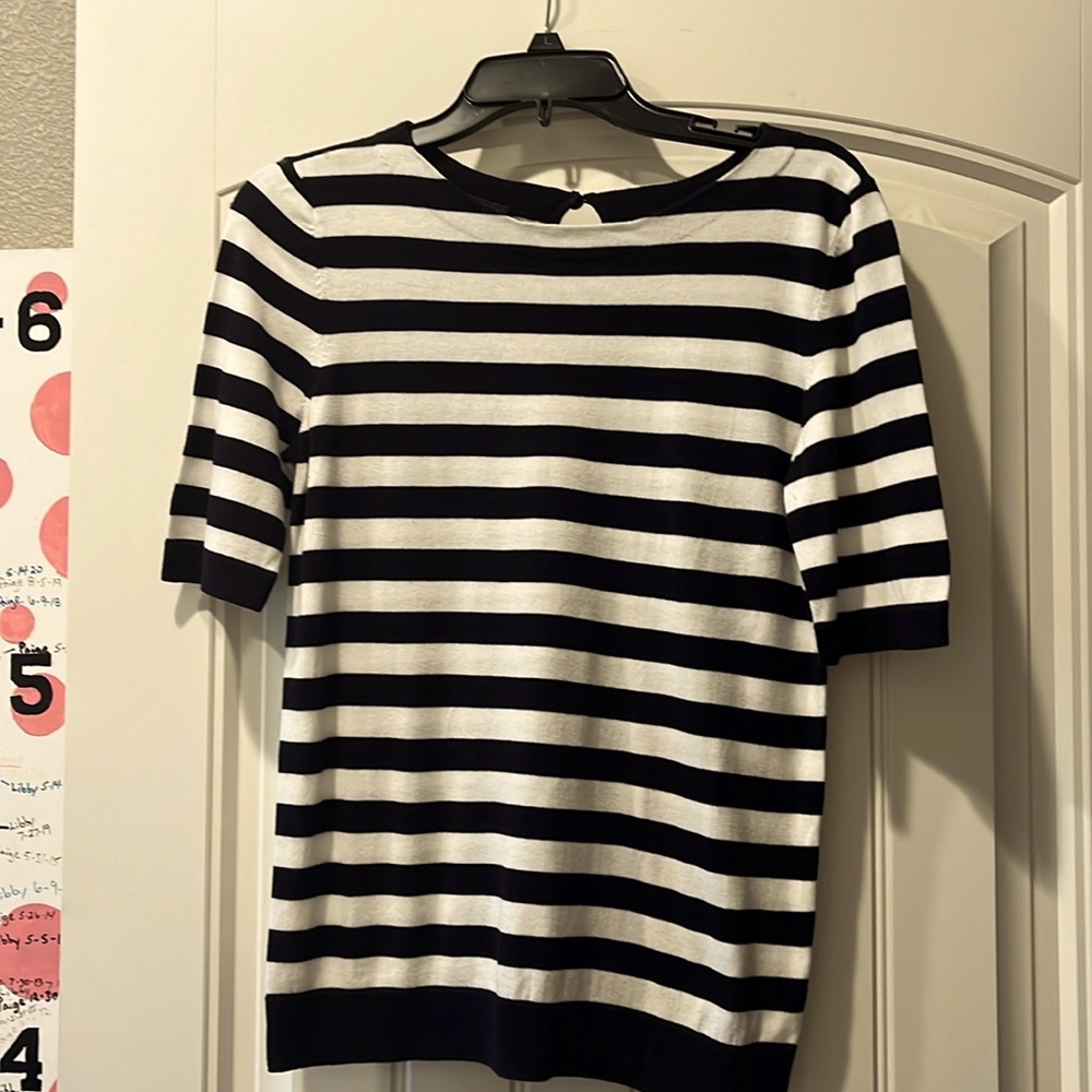 Talbots short sleeve Sweater; size small; navy and white stripe